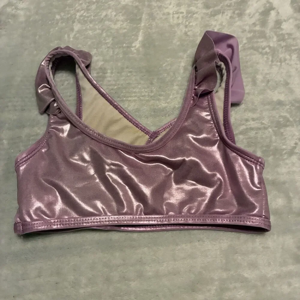 Disney Parks Bikini Top Size 7/8 Iridescent Pink Sparkle Shine Swim Suit